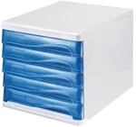 Helit Schubladenbox 5 Schubl.wei&szlig;/blautransparent Ku.H245xB265xT340mm H6129430