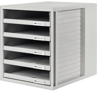 Han Schubladenbox 1401-11 DIN A4 5Schubf&auml;cher PS lichtgrau/lichtgrau 127214081