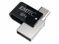 Emtec T260C USB-Stick 64 GB USB Type-A / Type-C 3.2 Gen 1 (3.1 1) Schwarz, Edelstahl