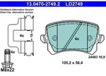 Bremsbelagsatz Scheibenbremse ATE 13.0470-2749.2 f&uuml;r VW Seat Skoda Audi Alhambra