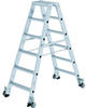 Alu-Stehleiter mit Rollen, 2x6 Stufen, beidseitig begehbar - Stabile Aluminium-Leiter