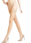 FALKE Damen Halterlose Str&uuml;mpfe Seidenglatt 15 DEN - natur - US 8,5|US 9