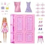 Barbie Traumkleiderschrank Spielzeug, Spielset mit Modepuppe, Moden und Accessoires,