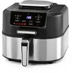 GOURMETmaxx Hei&szlig;luftfritteuse FryBBQ 5in1 mit Temperaturf&uuml;hler 5l - schwarz|silber