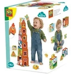 SES Creative - Stapelw&uuml;rfel und Formensortierer 2 in 1 - Bauernhoftiere