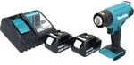 Makita DHG 180 RF Akku Hei&szlig;luftgebl&auml;se 18 V 550 &deg;C + 2x Akku 3,0 Ah +...