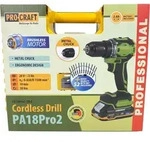 Procraft PA18Pro2-1B-C Akku Bohrschrauber 20 V 30 Nm Brushless + 1x Akku 2,0 Ah +