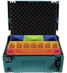 Makita MAKPAC 2 Systemkoffer + Boxeneinsatz mit farbigen Boxen P-83652 +