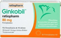PZN-DE 06680823, Ginkobil ratiopharm 80mg mit Ginkgo biloba Filmtabletten 30 St