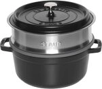 Staub La Cocotte 24cm rund, mit D&auml;mpfeinsatz, schwarz 1010559