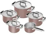 Pure Topfset mit Stieltopf und 4 Deckeln, rosa, 9-teilig