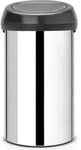 Touch Bin M&uuml;lleimer 60 l polierter Stahl mit schwarzem Deckel