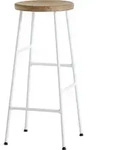 Cornet Barhocker 75 cm helle Eiche auf wei&szlig;en Beinen