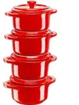 Mini Cocotte Geschirr zum Backen und Servieren 200 ml rot 4 St.