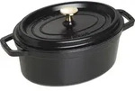 La Cocotte Topf 2,35 l oval schwarz aus Gusseisen gefertigt