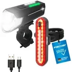 FISCHER Akku-USB-LED Beleuchtungsset - 80 Lux inkl. Bremslicht Stableuchte FISCHER Akku-USB-LED Beleuchtungsset - 80 Lux inkl. Bremslicht Stableuchte