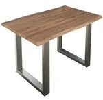 Esstisch Baumkante massiv Akazie stone 120 x 80 cm silber LAUREN