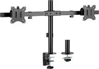 goobay Monitor-Halterung Fix 59394 schwarz f&uuml;r 2 Monitore, Tischklemme, Tischbohrung
