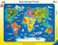 Ravensburger Weltkarte mit Tieren Puzzle, 30 Teile