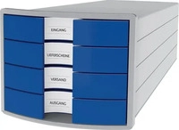 HAN Schubladenbox Impuls blau 1012-14D, DIN A4 mit 4 Schubladen, 1 St.