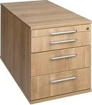 HAMMERBACHER Solid TC30 Rollcontainer nussbaum 4 Ausz&uuml;ge 42,8 x 80,0 x 51,2 cm