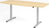 HAMMERBACHER Konferenztisch XMST22 ahorn Tonnenform, T-Fu&szlig;-Gestell silber, 220,0 x