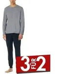 Schiesser Casual Essentials Long Pyjama With Cuffs Dunkelblau Baumwolle Small Herren