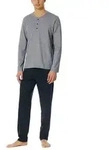Schiesser Casual Essentials Long Pyjama Button Dunkelblau Baumwolle Small Herren