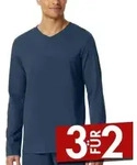 Schiesser Mix and Relax V-neck Long Sleeve Blau Baumwolle Small Herren