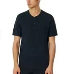 Schiesser Mix and Relax T-shirt Button Dunkelblau Baumwolle Small Herren