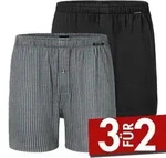 Schiesser 2P Long Boxershorts Schwarz/Grau Baumwolle Small Herren