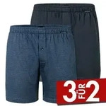 Schiesser 2P Long Boxershorts Blau/Blau Baumwolle Small Herren