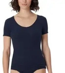Schiesser Fine Rib T-shirt Dunkelblau Baumwolle X-Small Damen
