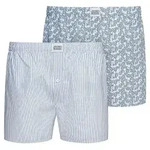 Jockey 2P Woven Boxer Shorts Blau/Wei&szlig; Baumwolle Medium Herren