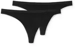 Schiesser 2P 95-5 Organic Cotton Thongs Schwarz &Ouml;kologische Baumwolle X-Small Damen