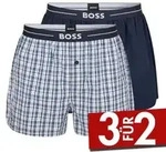 BOSS 2P Woven Boxer Shorts With Fly Dunkelblau Baumwolle Large Herren