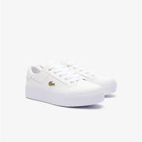 Lacoste Damen-Sneakers Ziane Platform aus Leder - WHT/GLD Size 36