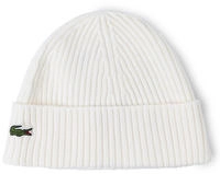 Lacoste Rippstrick-M&uuml;tze aus geb&uuml;rsteter Wolle - Wei&szlig; Size One Size