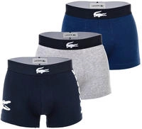 Lacoste 3er-Pack Trunks aus Stretch-Baumwolle - Navy Blau / Wei&szlig; / Heidekraut Grau /