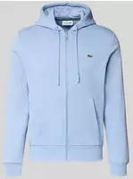 Lacoste Hoodie aus Fleece mit Rei&szlig;verschluss - Hellblau Size L