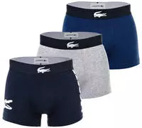 Lacoste 3er-Pack Trunks aus Stretch-Baumwolle - Navy Blau / Wei&szlig; / Heidekraut Grau /