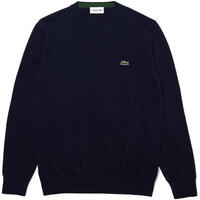 Lacoste Einfarbiger Pullover aus Baumwolle mit V-Ausschnitt - Navy Blau Size 6...
