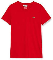 Lacoste T-Shirt aus leichter Pima-Baumwolle mit V-Ausschnitt - Rot Size M
