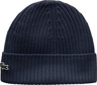 Lacoste Rippstrick-M&uuml;tze aus geb&uuml;rsteter Wolle - Navy Blau Size One Size