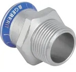 Geberit &Uuml;bergangsst&uuml;ck mit Au&szlig;engewinde Mapress 54 mm x R 1 1/2, Edelstahl 31722