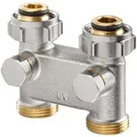 Oventrop Umlenkst&uuml;ck G 3/4 &Uuml;M x G 3/4 AG, Durchgang, mit Absperrung, Messing