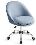 Homeoffice Stuhl h&ouml;henverstellbar mit gepolstertem Kissen, Blau /...