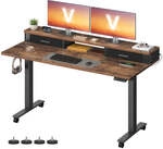 Schreibtisch H&ouml;henverstellbar und elektrisch, Vintagebraun / 140 x 60 x (72-120) cm