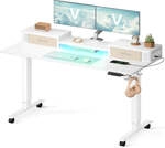 Schreibtisch H&ouml;henverstellbar und elektrisch, Wolkenwei&szlig; / 60 x 140 x (72-120) cm