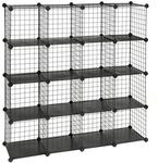 Steckregal mit W&uuml;rfeln aus Metalldraht, Schwarz / 16
